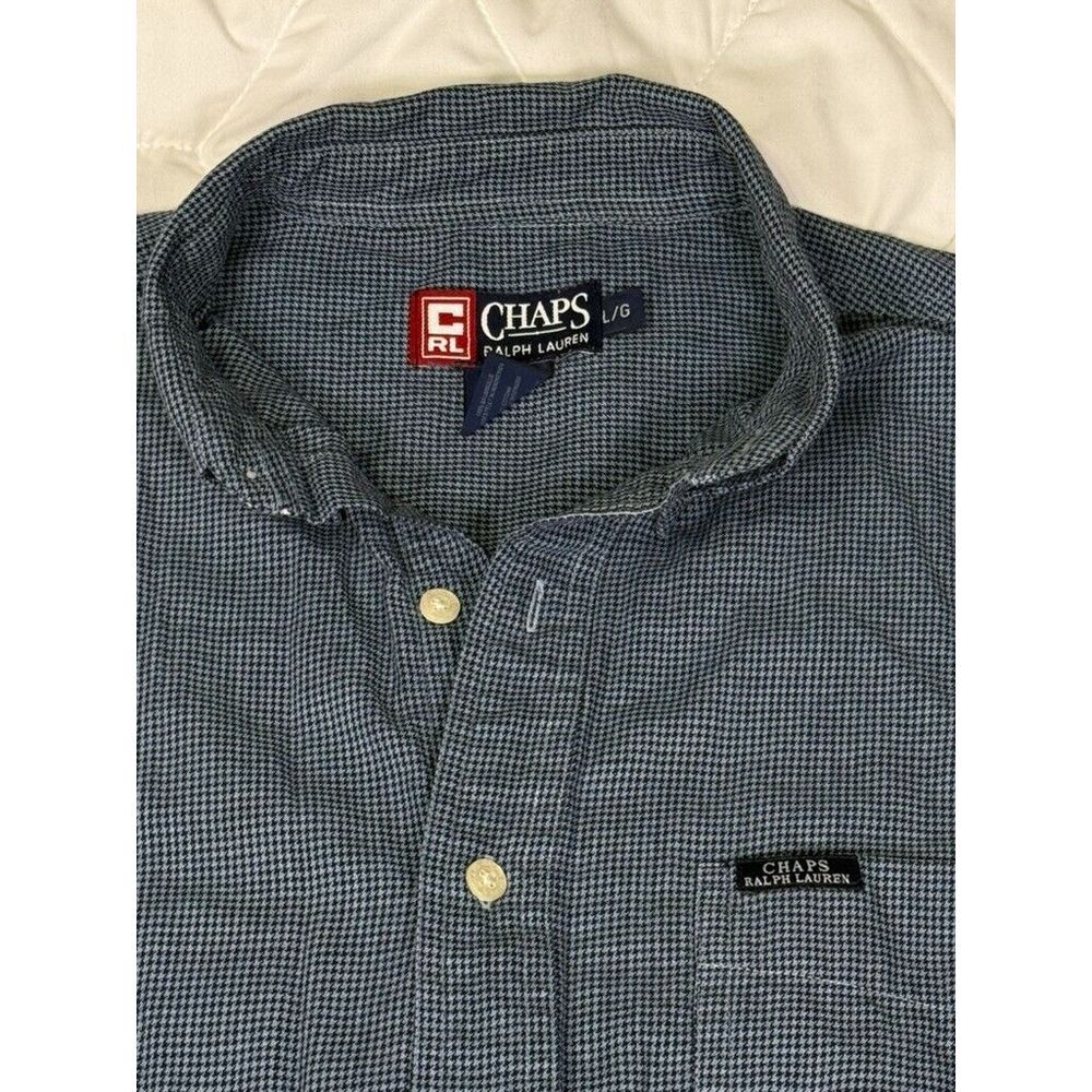 Chaps‎ Ralph Lauren Men's Button Down Flannel Long Sleeve Shirt Size Large Blue